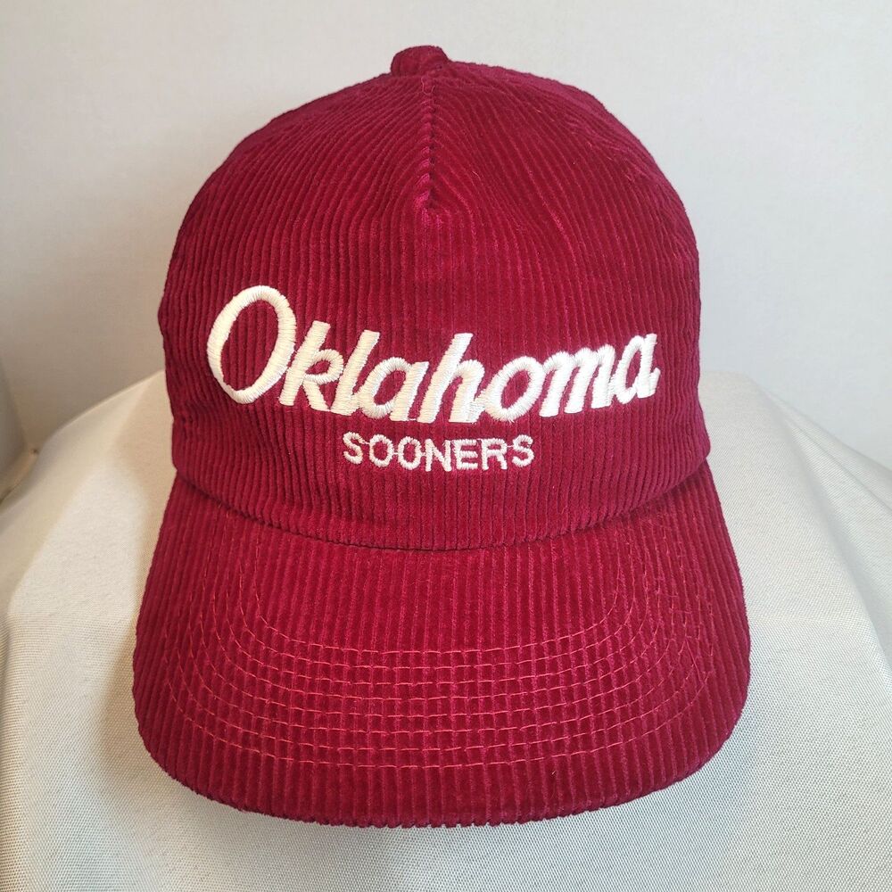 Oklahoma Sooners Vintage Sports Specialties Script CORDUROY Hat Cap 90s